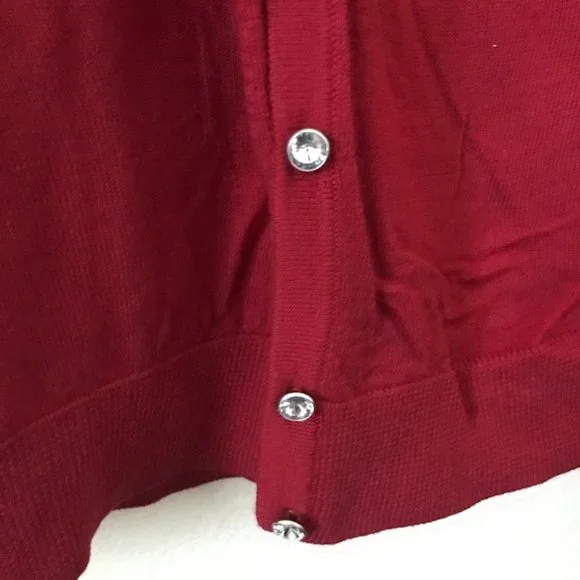 Talbots Red Cardigan Sweater, Size Large - Picture 2 of 4
